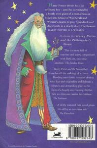 Back cover of UK edition of  Harry Potter and the Philosopher's Stone